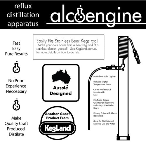 KegLand AlcoEngine Copper Reflux Still Top w/ Garden Hose Quick Disconnect (QD)